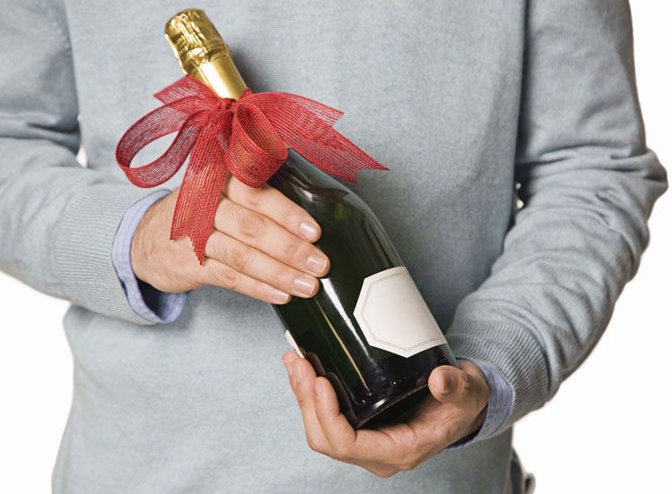 A bottle of wine for the host